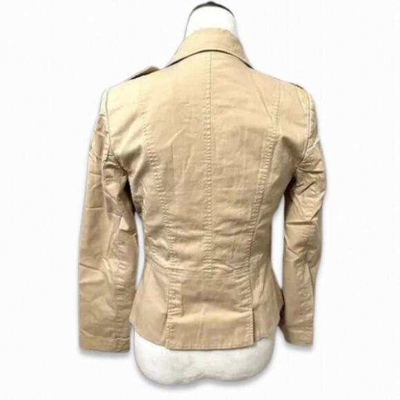Apostrophe Classic Jacket Flap Pockets Epaulettes Button Front Stretch Beige W 2 - Picture 4 of 9